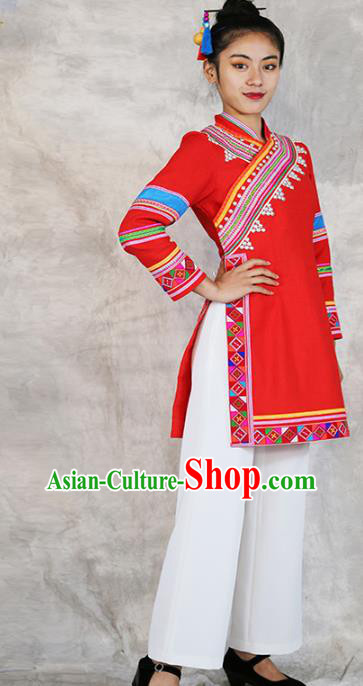 Chinese Yunnan Nationality Folk Dance Dress Outfits Ethnic Woman Costume Lahu Minority Informal Clothing