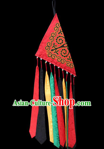 China Traditional Yi Nationality Red Waist Accessories Liangshan Ethnic Minority Triangle Sachet Pendant