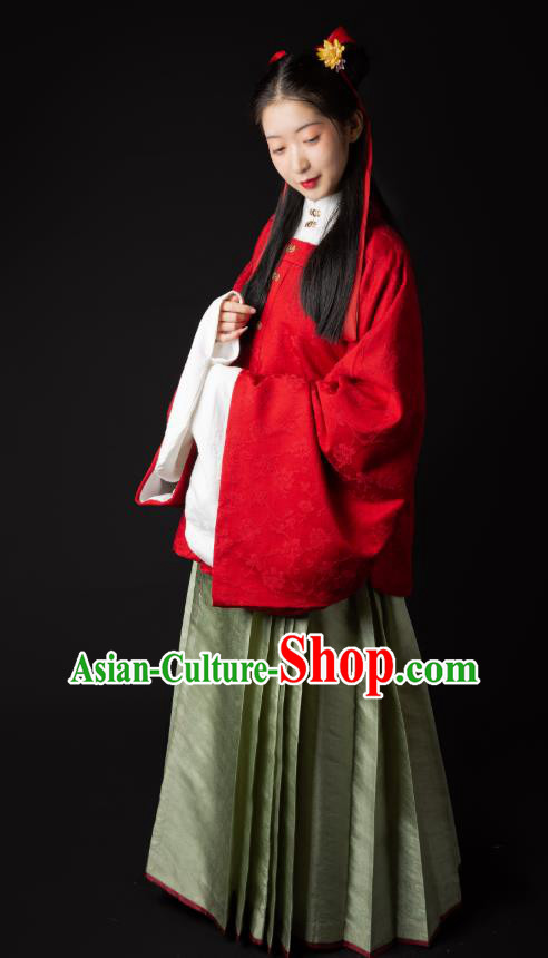China Ming Dynasty Young Beauty Historical Clothing Ancient Patrician Lady Hanfu Costumes Full Set