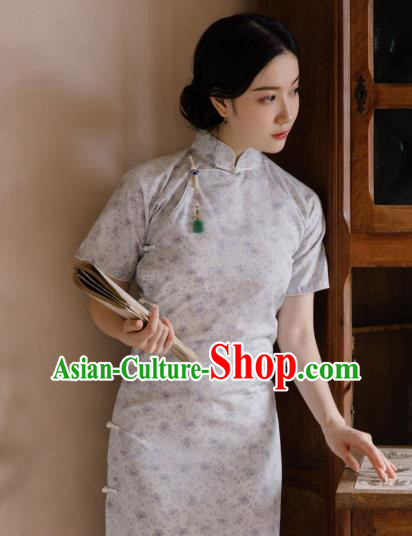 Republic of China Traditional Women Clothing Classical Printing Cheongsam National Young Lady Qipao Dress