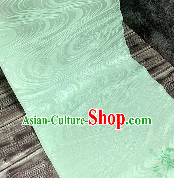 Traditional Japanese Kimono Pure Silk Fabric Asian Japan Flow Water Pattern Green Brocade Material