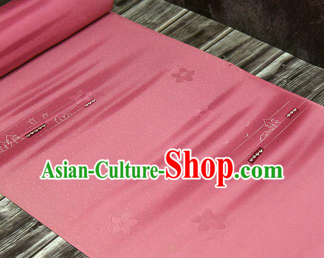 Asian Japan Haori Kimono Brocade Fabric Traditional Hanfu Dress Rosy Silk Cloth