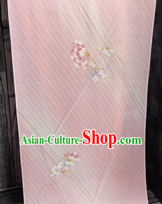 Traditional Japanese Hydrangea Pattern Pure Silk Fabric Asian Japan Kimono Pink Brocade Material