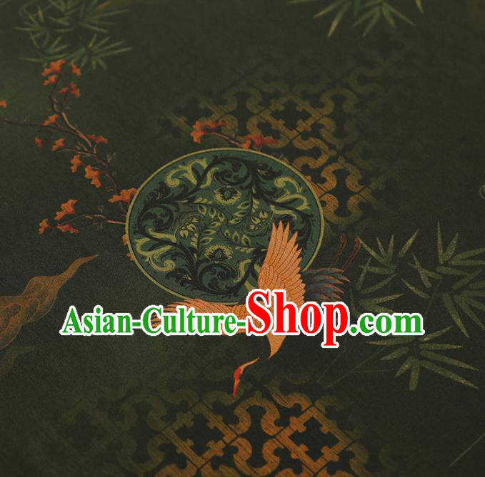 China Traditional Plum Bamboo Pattern Brocade Asian Cheongsam Gambiered Guangdong Gauze Atrovirens Silk Fabric