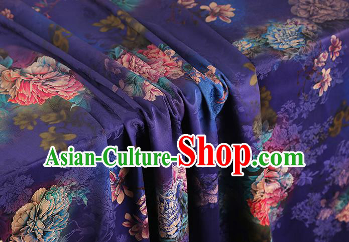 Asian Gambiered Guangdong Gauze China Classical Peony Pattern Purple Silk Fabric Traditional Cheongsam Brocade
