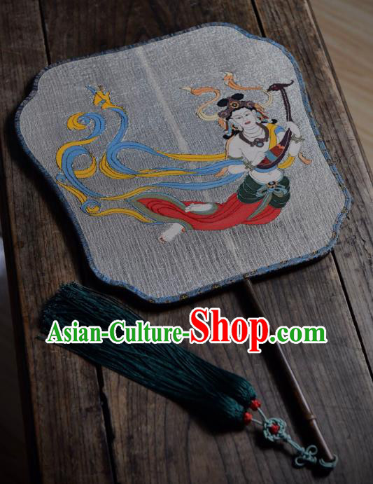 China Traditional Tang Dynasty Palace Lady Fan Silk Fan Handmade Flying Goddess Pattern Palace Fan