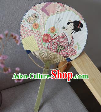 Asian Japanese Classical Dance Fan Japan Handmade Ceremony Bamboo Fans Printing Geisha Paper Fan