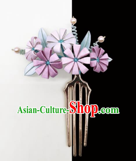 Chinese Traditional Hanfu Silk Daisy Hairpin Handmade Ancient Palace Lady Hair Comb