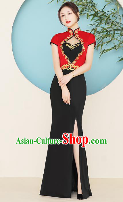 China Catwalks Qipao Dress Woman Sexy Clothing Stage Performance Fishtail Cheongsam