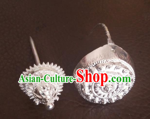China Guizhou Miao Nationality Folk Dance Silver Hairpin Traditional Ethnic Woman Hair Accessories