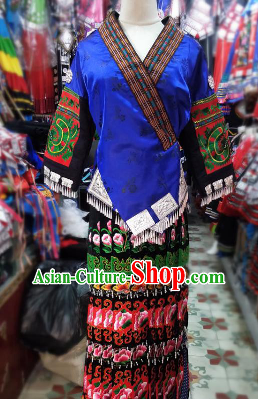Chinese Hmong Ethnic Wedding Costumes Traditional Miao National Minority Folk Dance Clothing