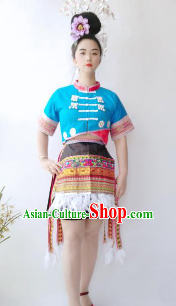 Chinese Guizhou Hmong Ethnic Stage Performance Costumes Traditional Miao National Minority Woman Pheasant Dance Clothing