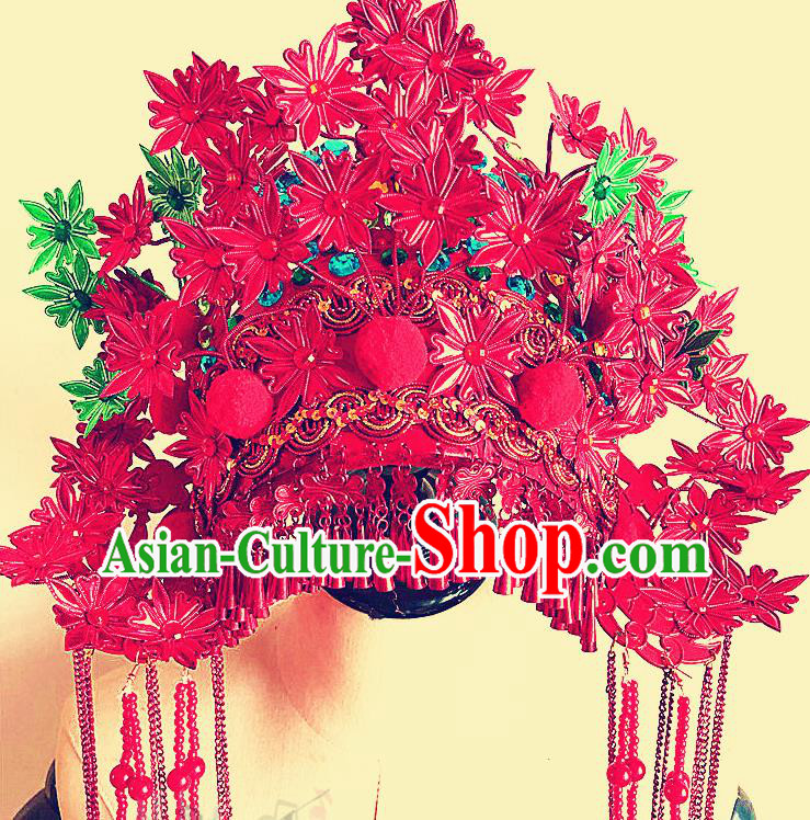 China Traditional Peking Opera Hair Accessories Handmade Magic Warriors Rosy Phoenix Coronet for Kids