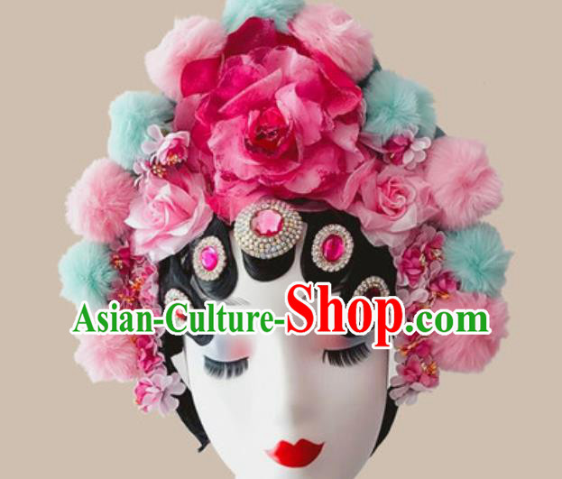China Traditional Beijing Opera Hua Tan Headpiece Handmade Stage Performance Flowers Hair Crown