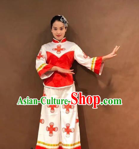 China Folk Dance Yangko Dance Costume Fan Dance Stage Performance Outfits Clothing