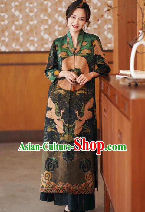 China National Gambiered Guangdong Gauze Outer Garment Traditional Tang Suit Printing Dust Coat