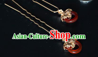Chinese Traditional Song Dynasty Hanfu Agate Hairpin Ancient Princess Hair Stick Headwear
