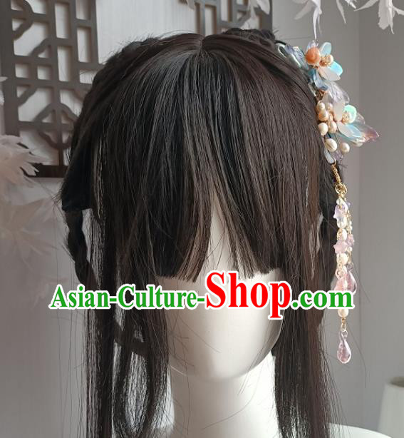 Chinese Ancient Young Woman Hairpin Hanfu Hair Accessories Traditional Ming Dynasty Wisteria Tassel Hair Claw