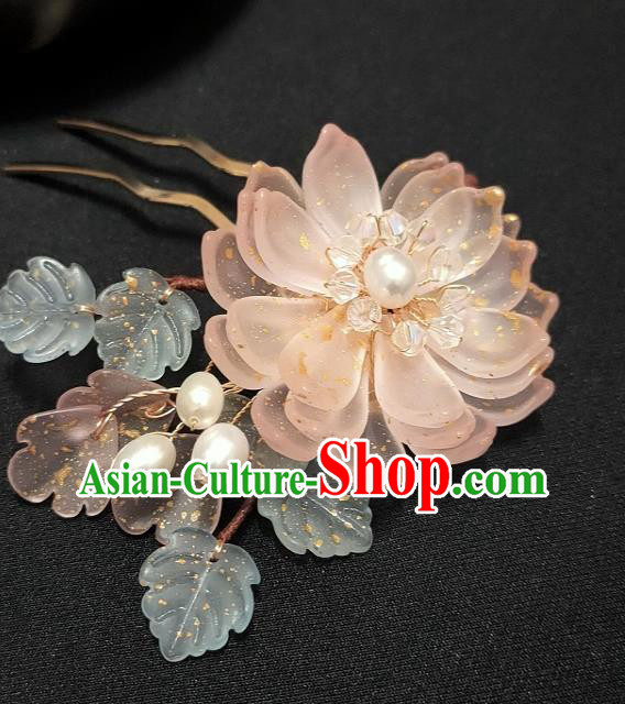 Chinese Ancient Princess Pink Epiphyllum Hairpin Hanfu Hair Accessories Traditional Ming Dynasty Hair Stick