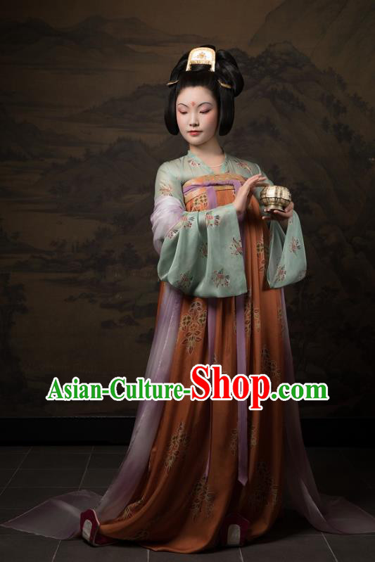 China Traditional Tang Dynasty Palace Lady Historical Clothing Ancient Court Woman Hanfu Costumes