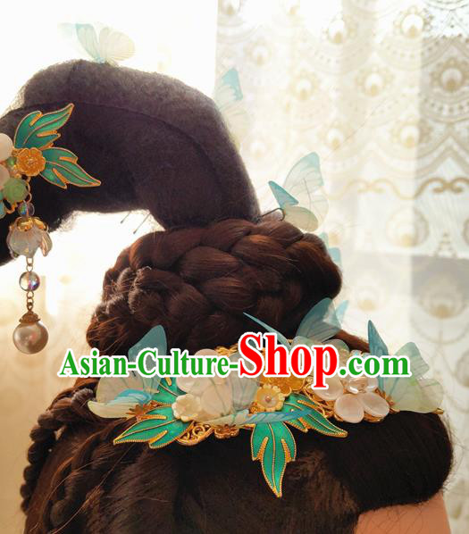 Chinese Ancient Goddess Hair Crown and Hairpin Traditional Jin Dynasty Palace Princess Hair Accessories