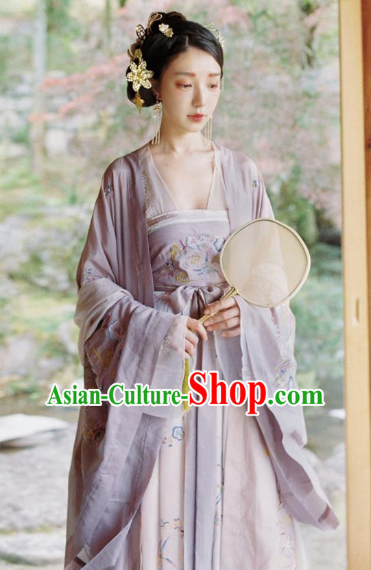 China Ancient Tang Dynasty Imperial Concubine Historical Costumes Traditional Embroidered Hanfu Dress Clothing for Women
