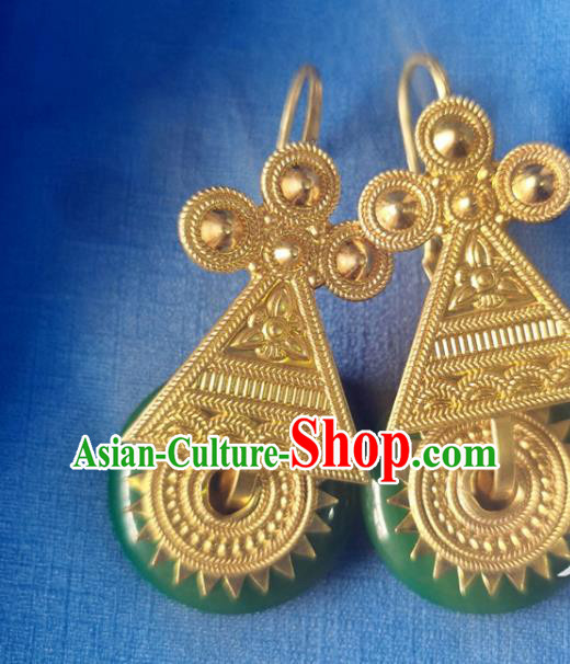 China Traditional Yi Nationality Ear Accessories Handmade Liangshan Ethnic Folk Dance Earrings