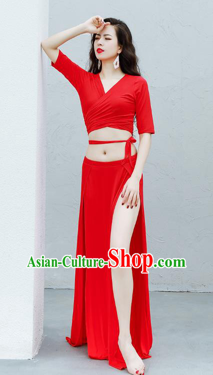 Asian Indian Belly Dance Woman Costume Traditional Oriental Dance Raks Sharki Training Red Uniforms