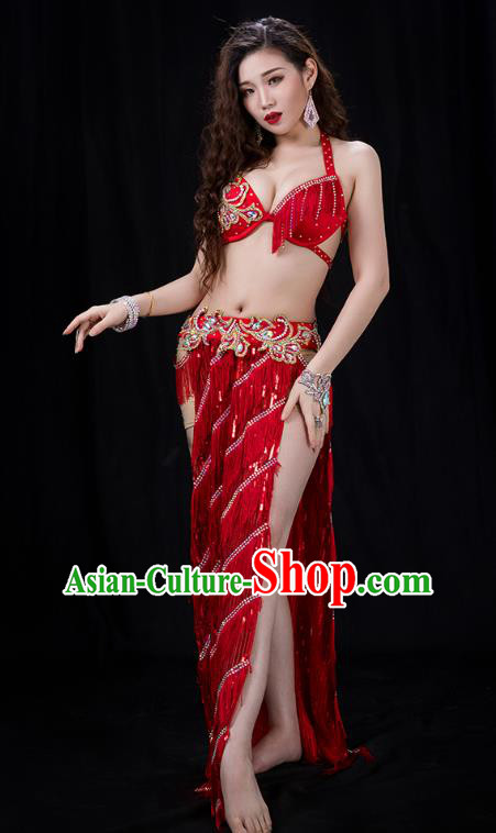 Traditional Asian Oriental Dance Group Dance Costumes Indian Belly Dance Competition Sexy Red Uniforms