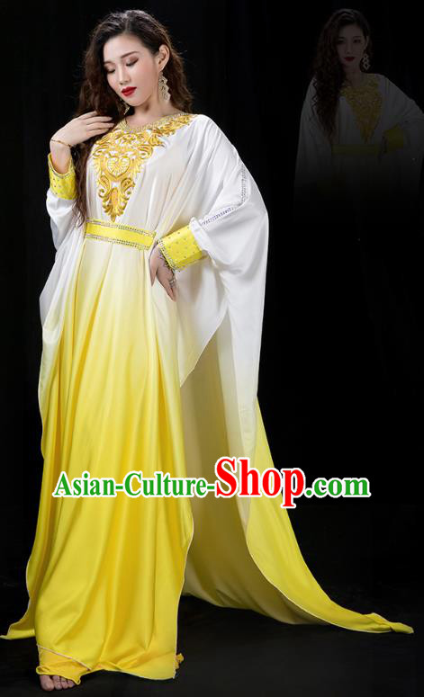 Indian Belly Dance Performance Yellow Dress Traditional Asian Oriental Dance Khaliji Costumes