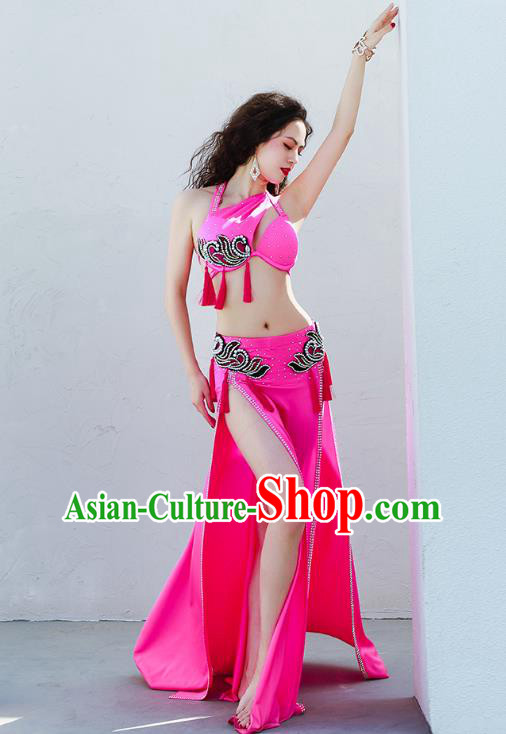 Traditional Asian Belly Dance Stage Performance Rosy Uniforms Indian Raks Sharki Oriental Dance Costumes