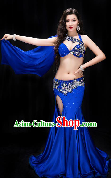 Traditional Asian Oriental Dance Raks Sharki Competition Clothing Indian Belly Dance Royalblue Bra and Skirt Outfits