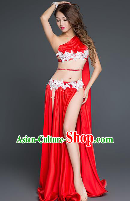 Asian Oriental Dance Red Top and Skirt Indian Belly Dance Outfits Traditional Stage Performance Clothing