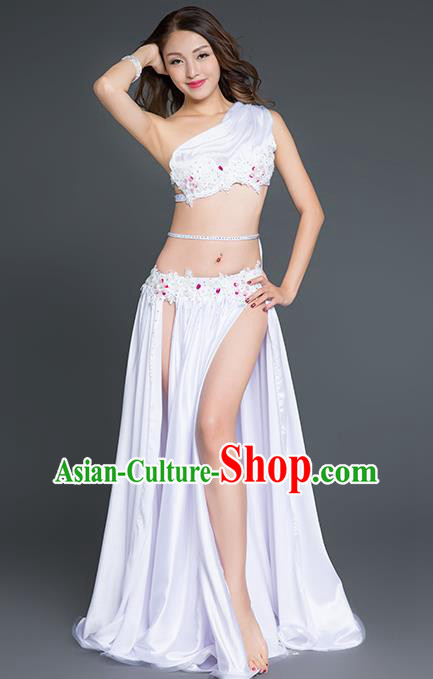 Indian Belly Dance Outfits Traditional Stage Performance Clothing Asian Oriental Dance White Bra and Skirt