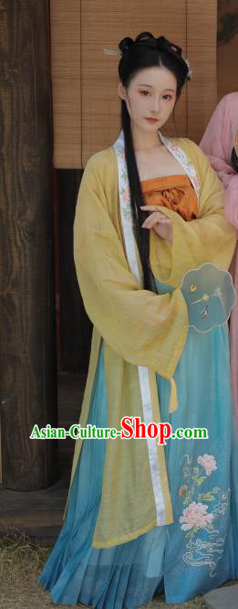China Ancient Village Girl Hanfu Dress Historical Costumes Traditional Song Dynasty Young Lady Clothing