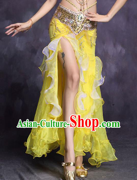 Top Indian Belly Dance Yellow Skirt Asian Oriental Dance Raks Sharki Costume
