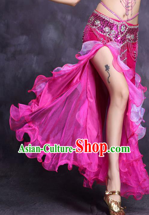 Asian Oriental Dance Raks Sharki Costume Top Indian Belly Dance Rosy Skirt