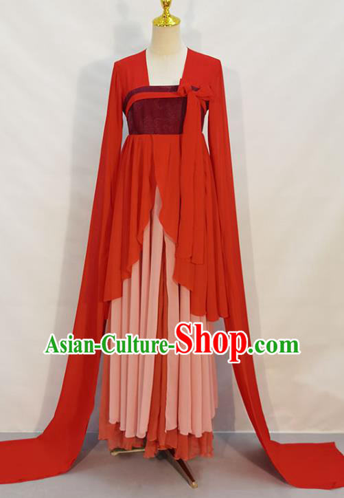China Classical Dance Costume Fairy Dance Red Outfits Stage Performance Clothing
