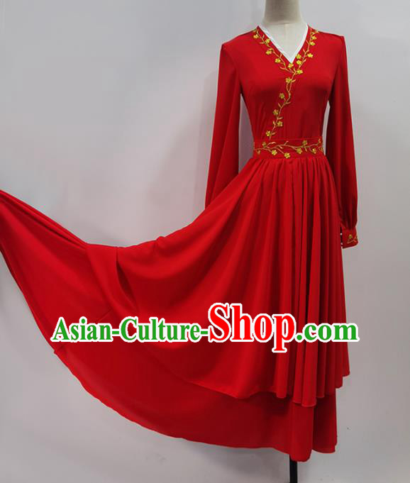 China Stage Performance Clothing Goddess Dance Costume Classical Dance Red Dress