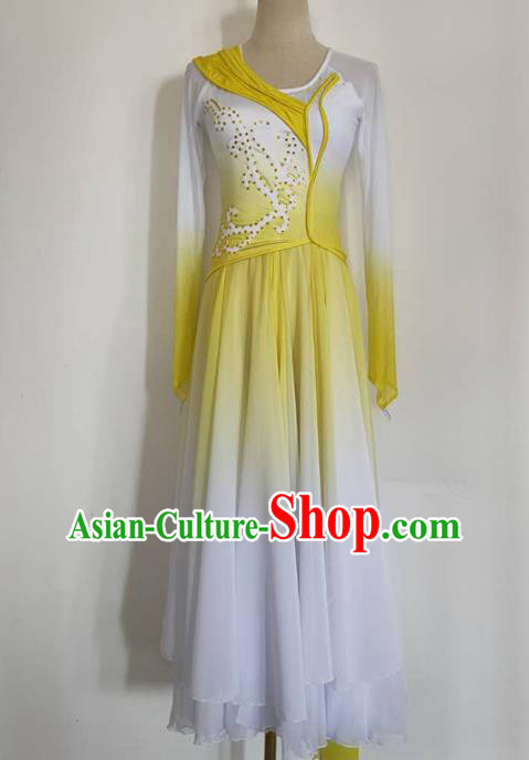 China Stage Performance Clothing Goddess Dance Costume Classical Dance Yellow Dress