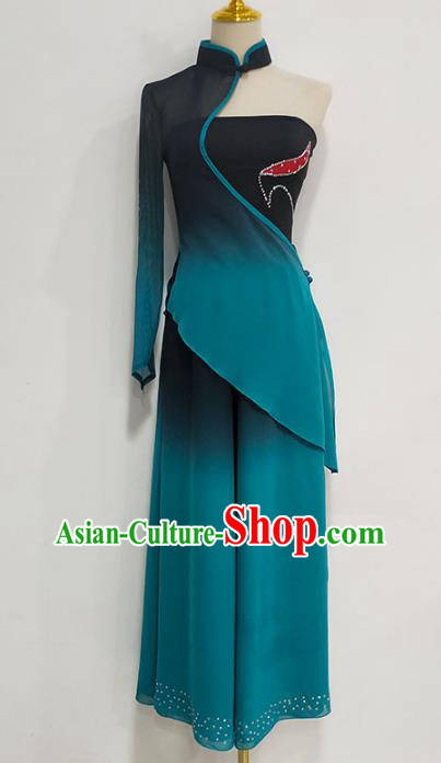 China Yangko Dance Stage Performance Clothing Folk Dance Costume Fan Dance Deep Green Outfits