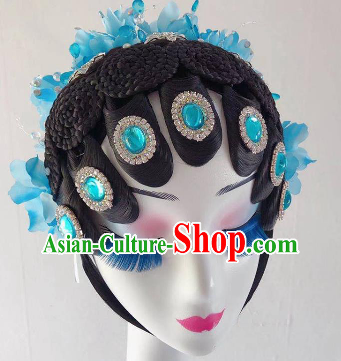 China Traditional Beijing Opera Diva Wigs Classical Dance Hair Accessories Stage Performance Headwear