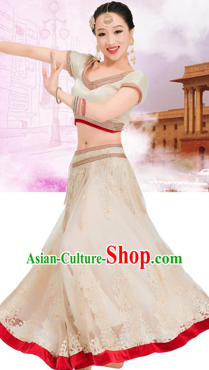 Asian India Folk Dance Lehenga Costumes Indian Bollywood Performance Golden Dress