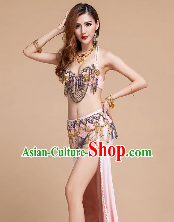 Top Belly Dance Performance Clothing Asian Indian Oriental Dance Pink Uniforms Traditional Raks Sharki Bra and Skirt