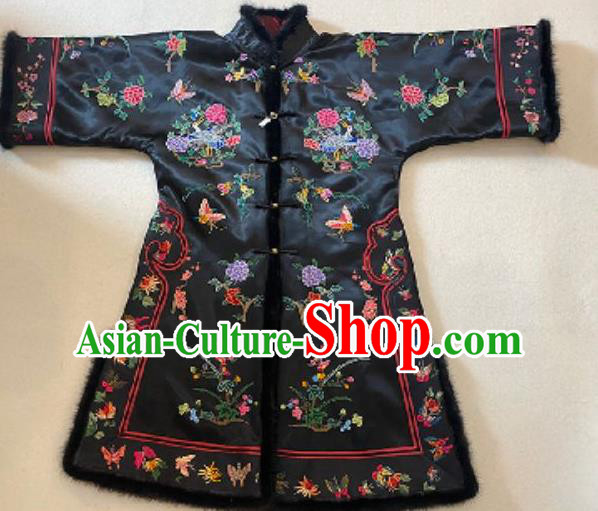 Chinese National Cotton Wadded Coat Embroidered Stand Collar Jacket Winter Female Costume