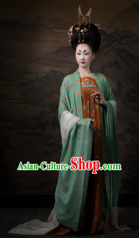 China Ancient Imperial Consort Hanfu Costumes Traditional Tang Dynasty Court Beauty Historical Clothing