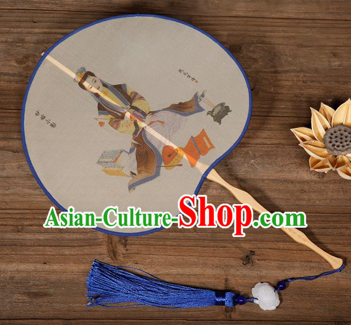 China Handmade Silk Fan Traditional Printing Taoist Nun Palace Fan Classical Dance Hanfu Fan