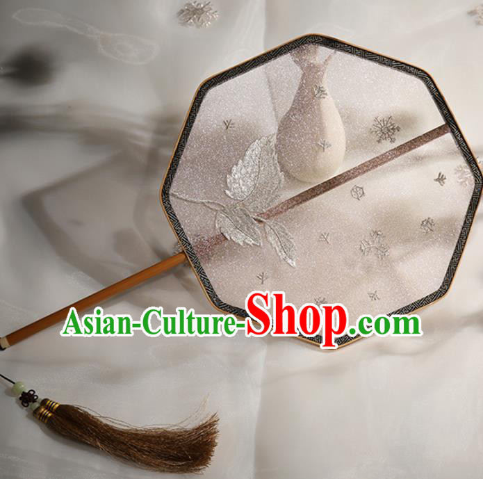 China Traditional Embroidered Hanfu Fan Classical Dance Palace Fan Handmade Silk Octagon Fan