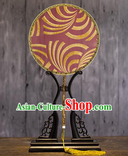 China Traditional Tang Dynasty Hanfu Fan Handmade Palace Fan Classical Dance Red Silk Circular Fan