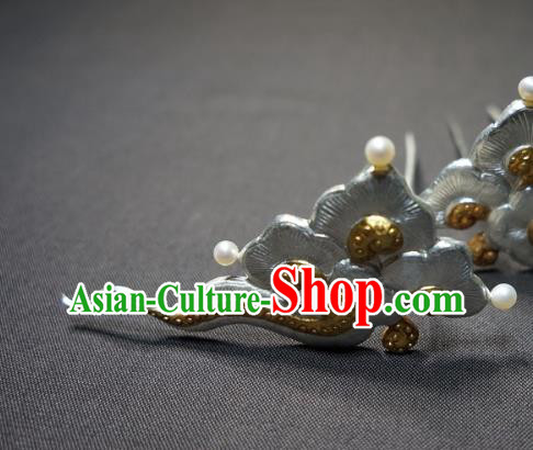 Chinese Ancient Princess Silver Cloud Hairpin Traditional Ming Dynasty Palace Lady Hair Stick